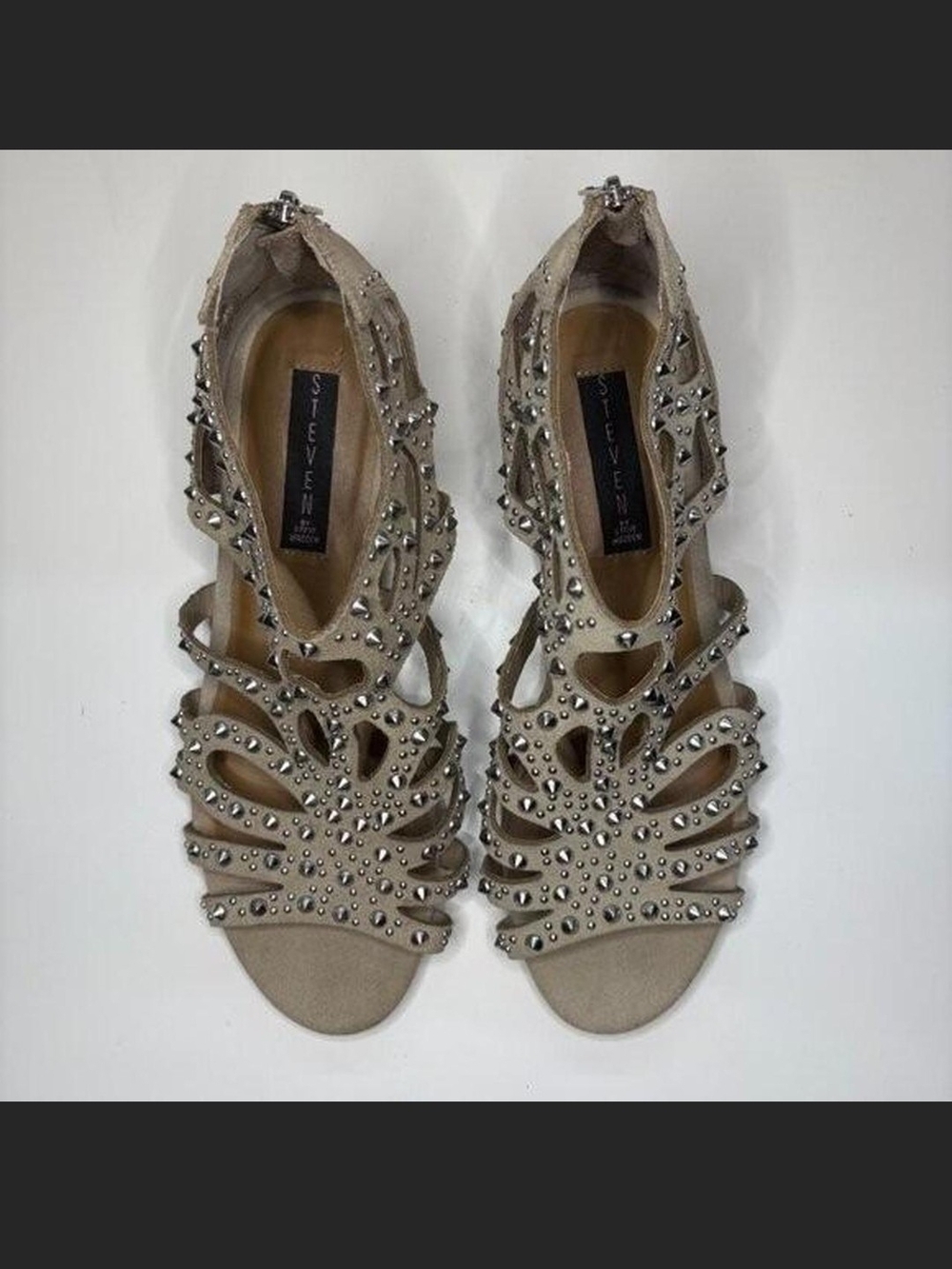 Steve Madden Taupe Studded Cutout Heels